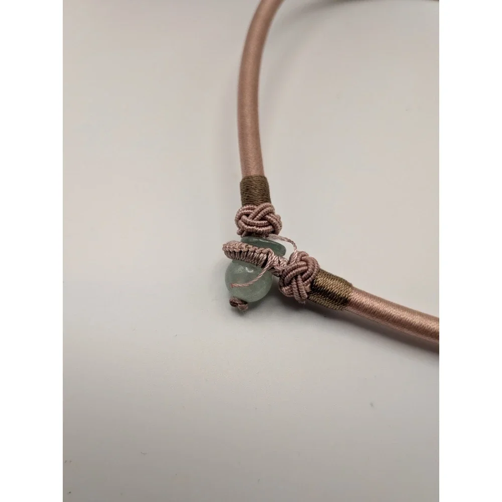 Smithsonian Hand Painted Porcelain Bat Shard Necklace Mauve Silk Jade Closure - Picture 8 of 9